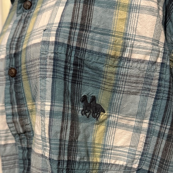 mens Blue Green white Plaid Bit & Bridle Button-Up Shirt size 2x - Picture 3 of 4